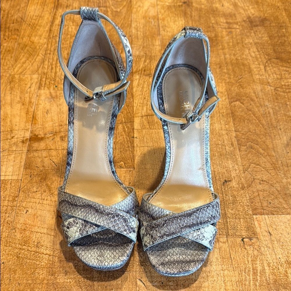 MICHAEL Michael Kors Gray Heels with Snakeskin Pattern